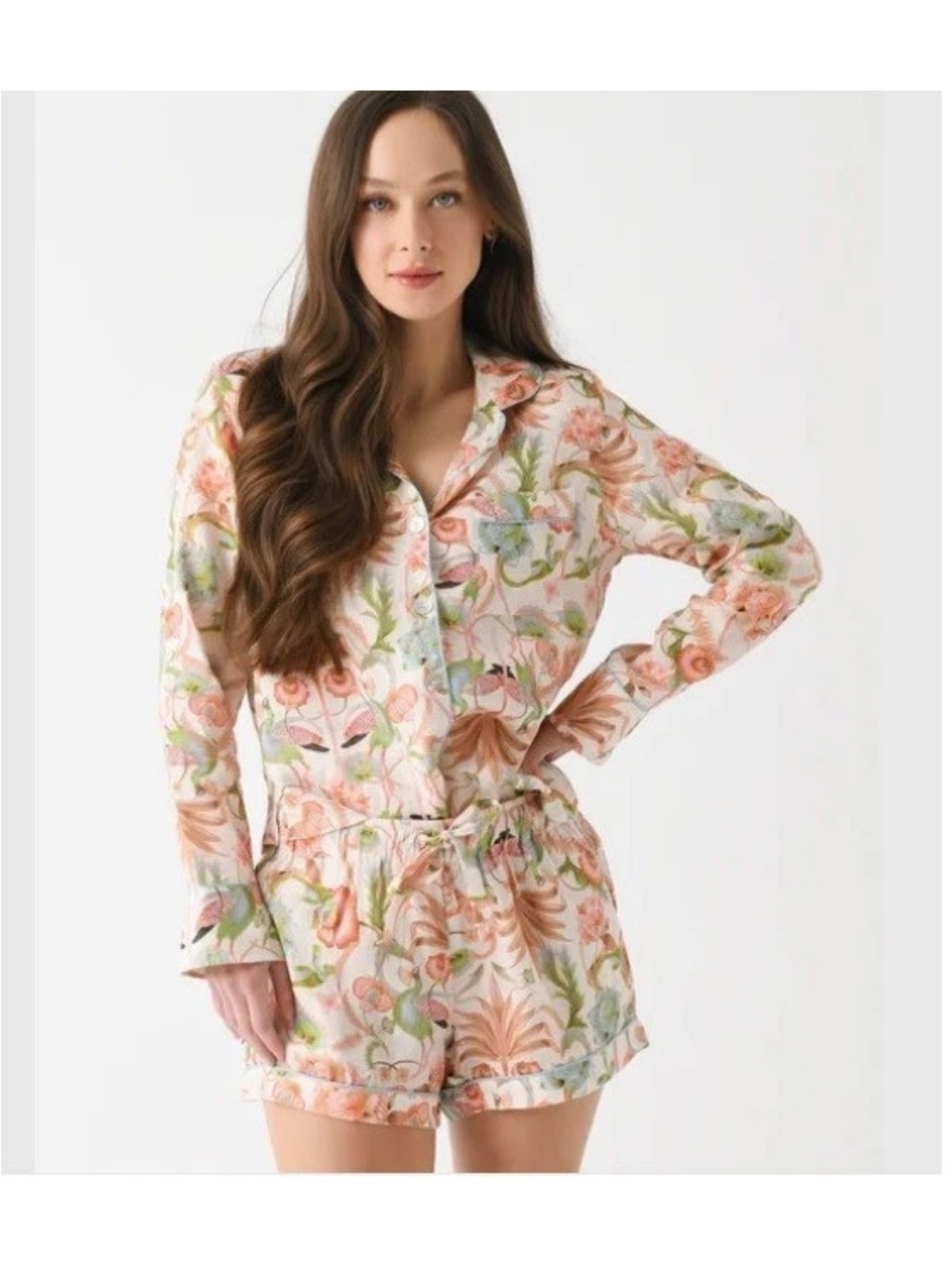 NWT The Lazy Poet Vera Peach Jungle Lush PJ Set, Medium